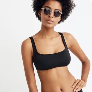 NWT Madewell Second Wave Balconette Bikini Тор Black Sz L